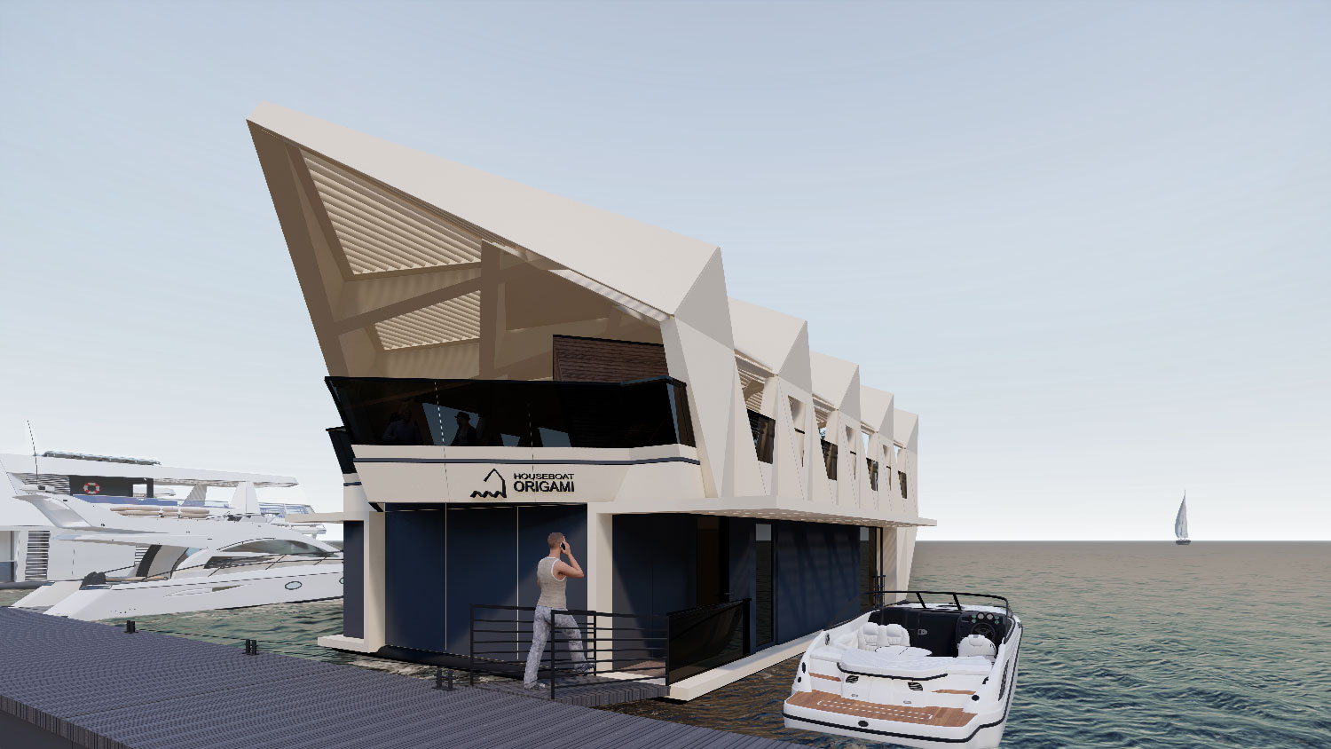HOUSEBOAT ORIGAMI — сучасний плавучий будинок з геометричною архітектурою від YUGMA