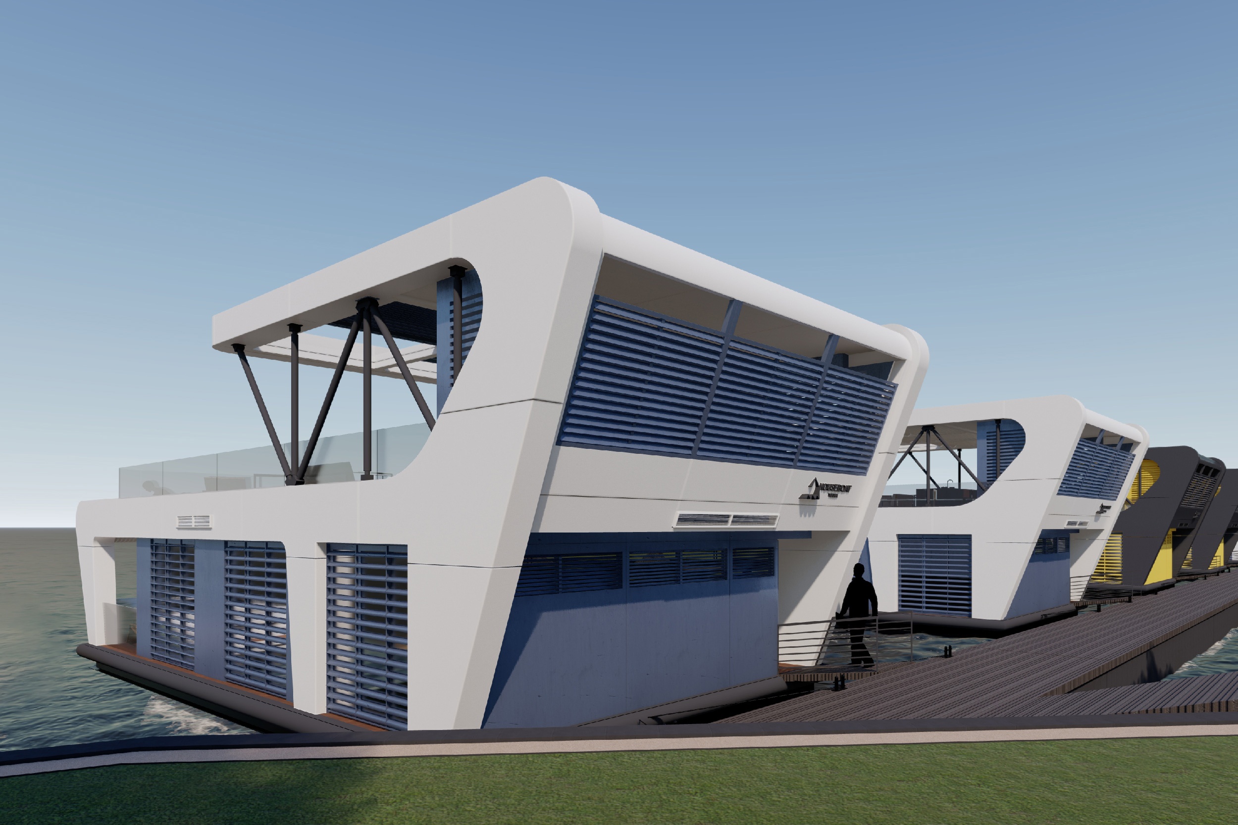 Архітектура на воді HOUSEBOAT ORIGAMI площею 130 м² від YUGMA